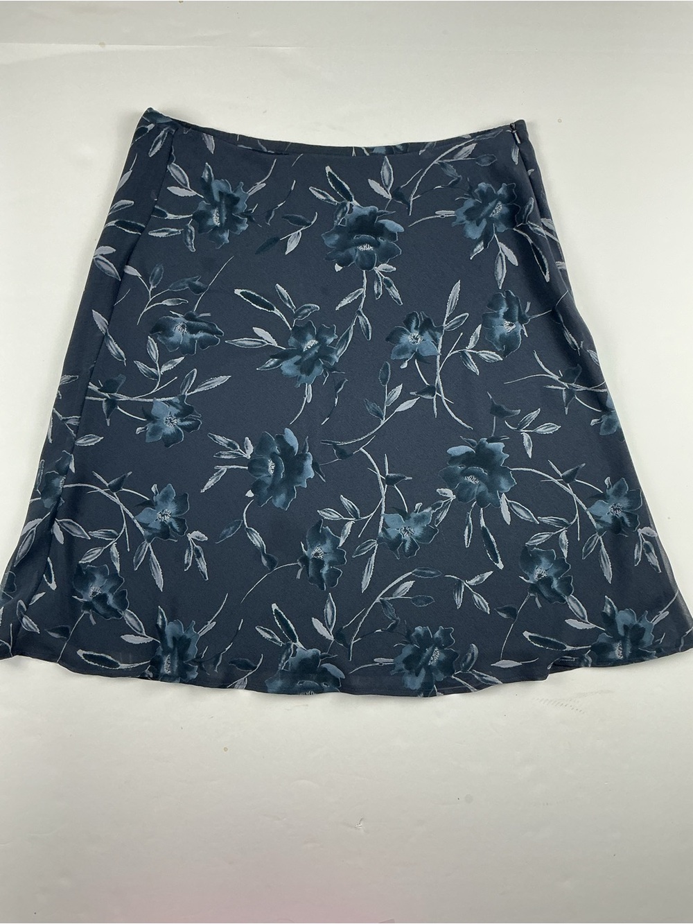 Express Navy lined Floral Midi Skirt